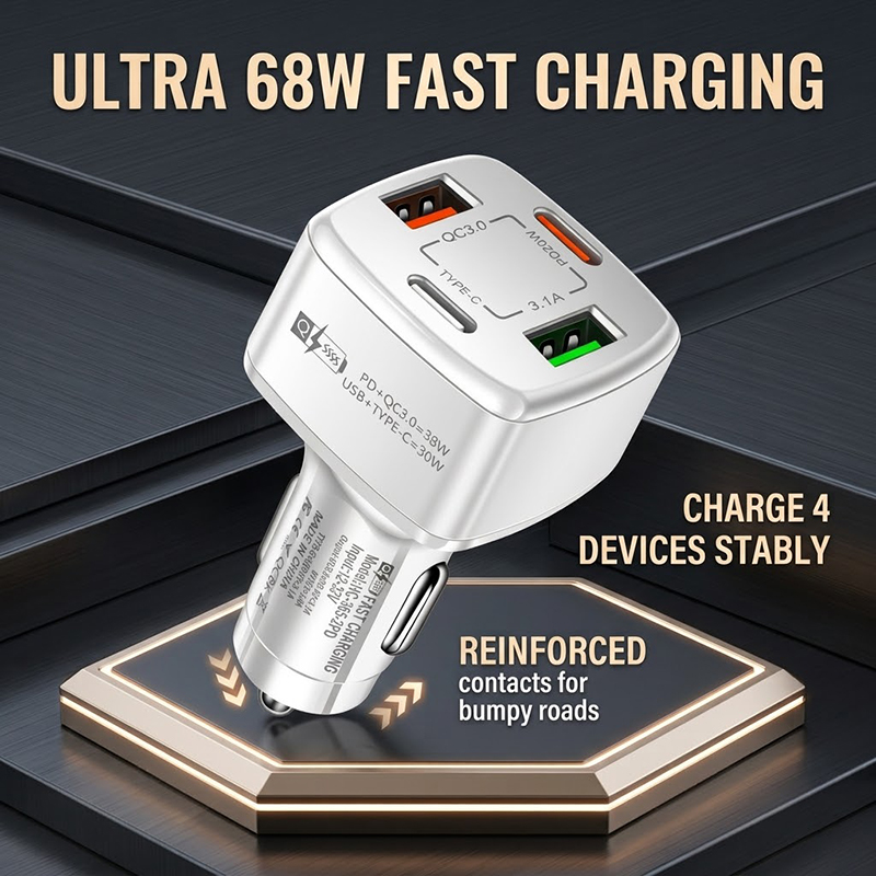 Type C Multiport Adapter - Caricatore USB C per Auto a