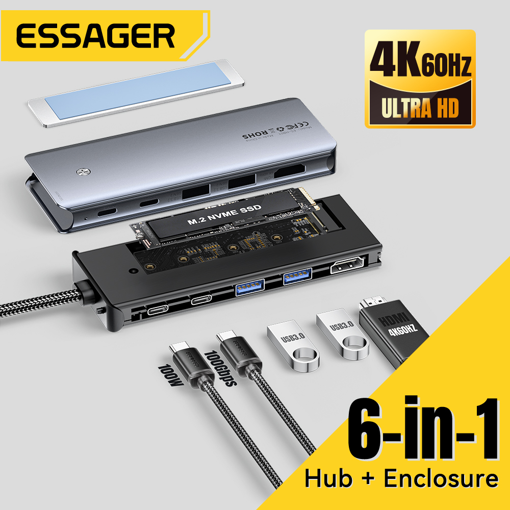 Type C Multiport Adapter - Hub USB C Essager con custodia